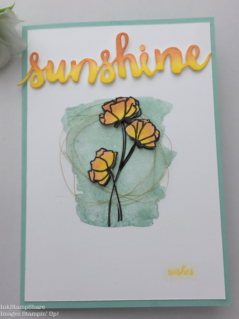 Sunshine card using the Sunshine Wishes Thinlits and the Love What You Do stamps
