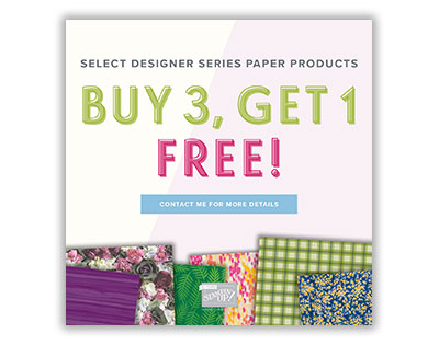Buy 3 Get 1 Free DSP , Stampin Up, July paper offer