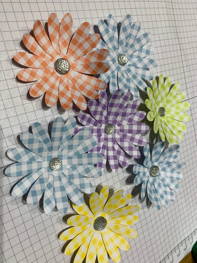 Daisies made using Gingham Gala papers and the Daisy Punch from Stampin' Up!