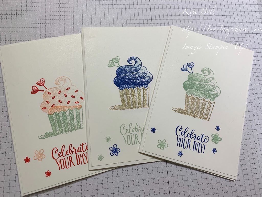 Birthday card using Hello Cupcake stamp set. Celebrate Your Day