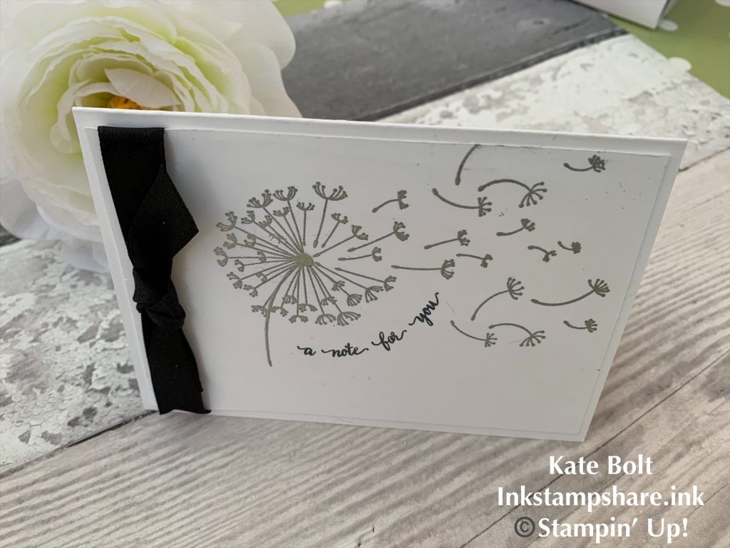 Hand made card using the Dandelion Wishes stamp set in Black and White with Silver embossing.