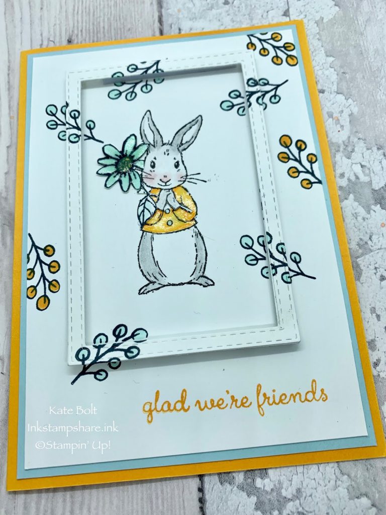 Card for International Friendship day using the Fable Friend stamp set and Glad we're friends for the Inspire Create Challenge #49