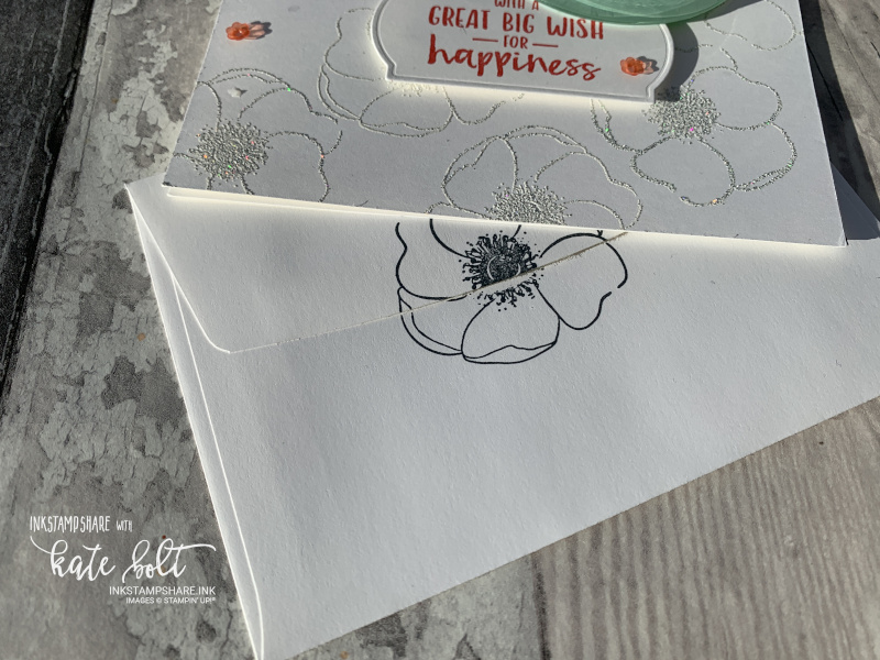 Stamp your notecard envelope in black to go with the Painted Poppies birthday card