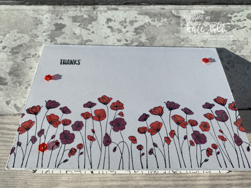 Painted Poppies thank you notecard using the Painted Poppies stamps and  Sending You thoughts stamps by Stampin Up!