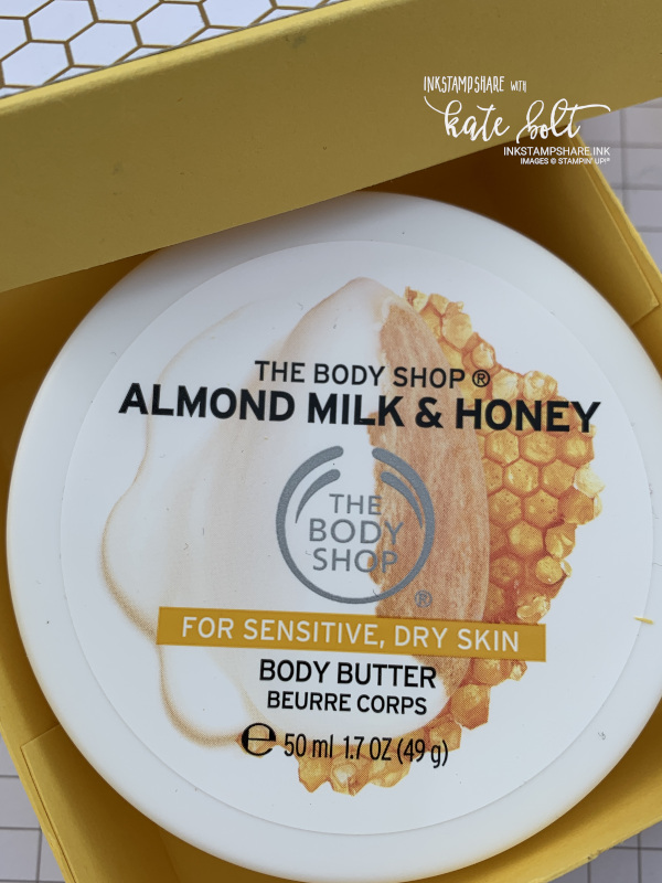 Body Shop Almond Milk & Honey Body Butter in a hand made gift box.