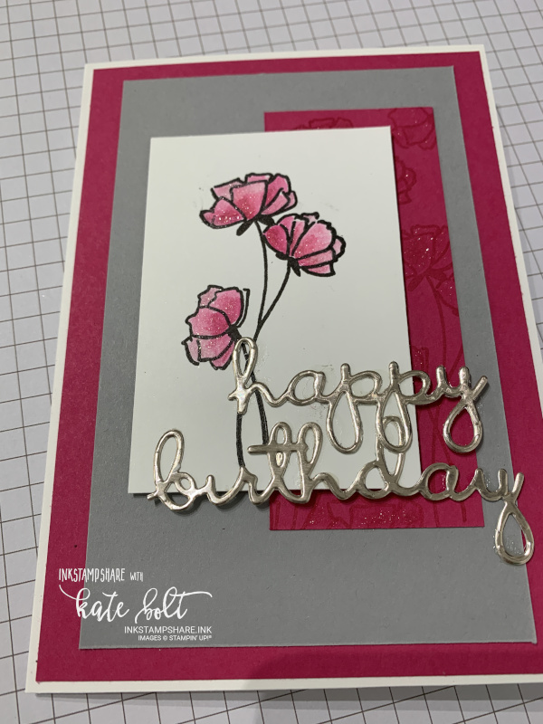 Happy Birthday Card for the Case This Sketch Challenge using the Love What You Do stamp set. Flower card in Melon Mambo and  Basic Gray