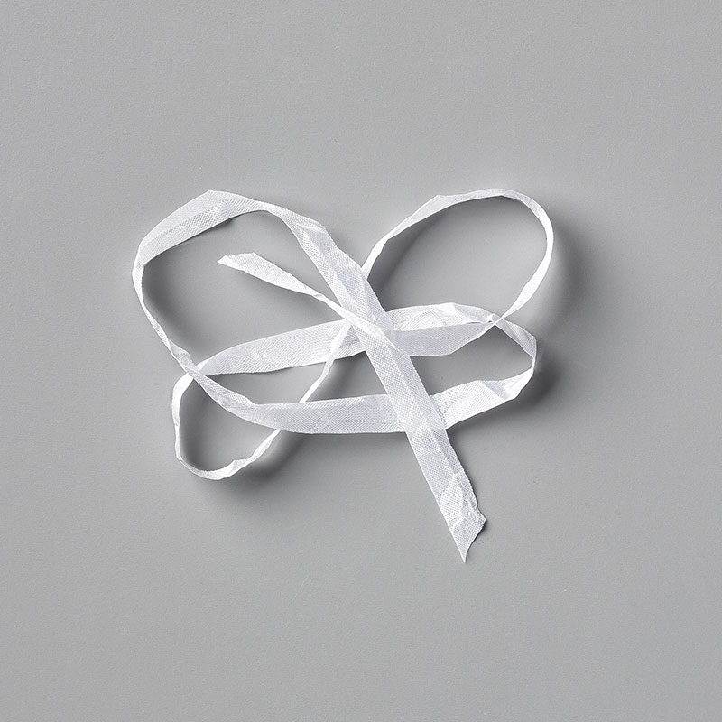 White Crinkled Seam Binding Ribbon