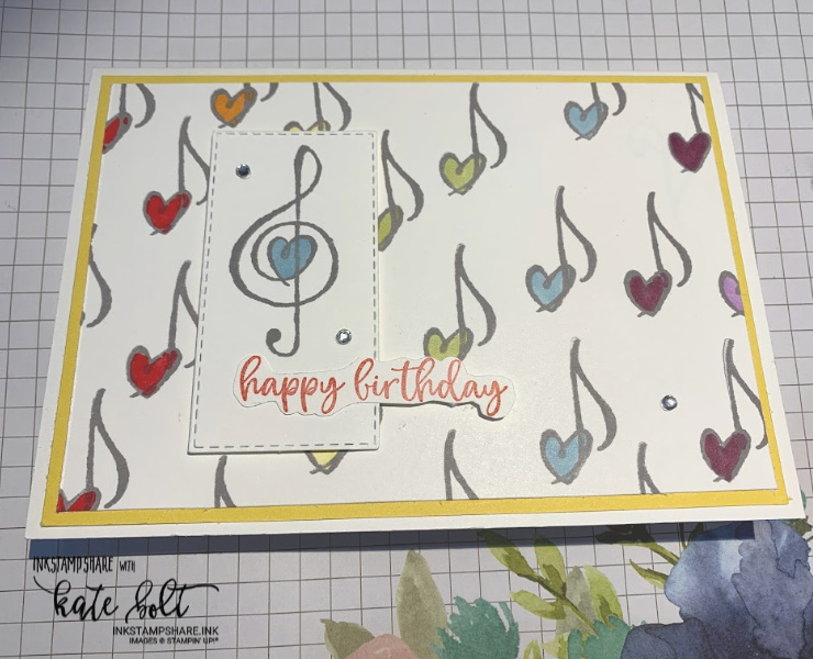 Music From The Heart Birthday Card. Birthday card with musical notes and  hearts in a rainbow!