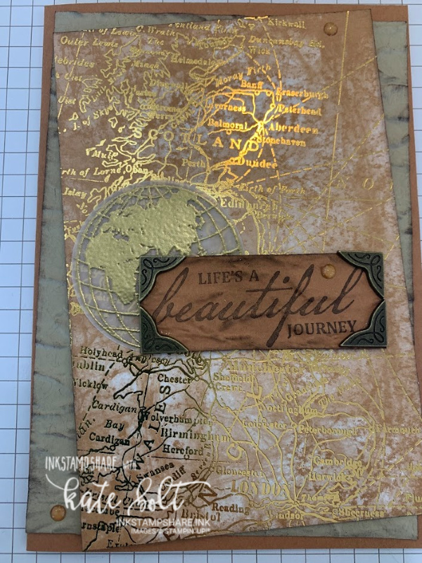 World Of Good Sneak Peek! This card is made using the brand new, World Of Good stamp set. It features the stamps, dies, the stunning papers and accessories. Giving it a distressed, Old World look.