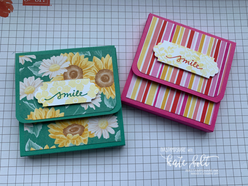 Post-It note holders using the Flowers  For Every Season DSP. Such a bright, fun project to make. Stamps are the Lovely You stamps/punch bundle.