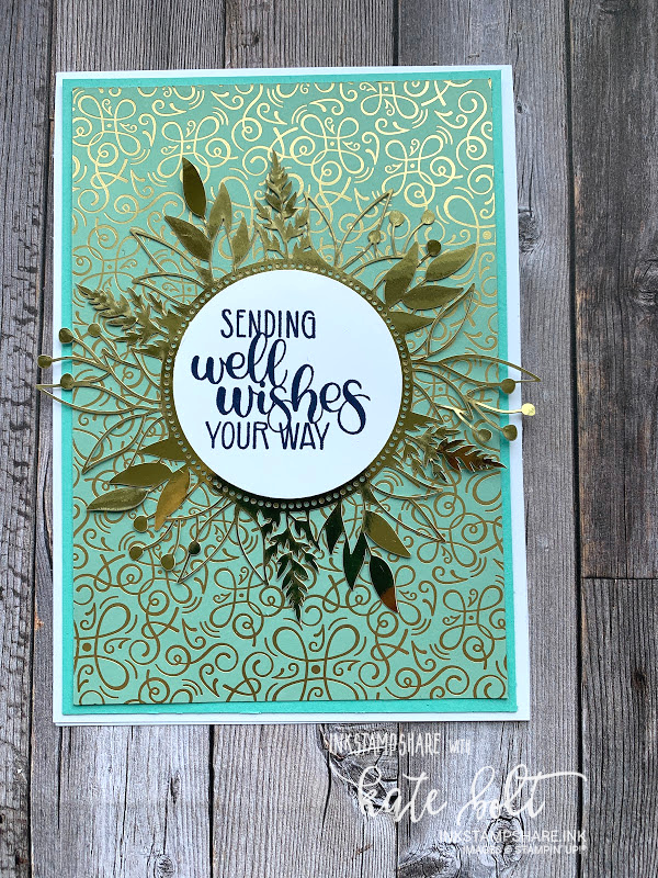 Get Well card using the Forever Gold Laser Cut Papers and  the Ornate Garden DSP for Coffee and  Cards