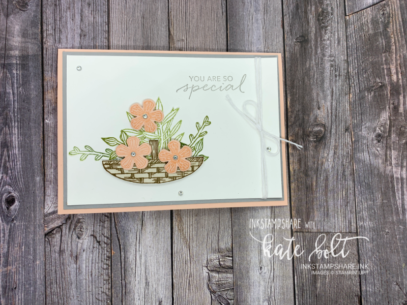 You Are So Special - hand stamped card made using the Basket Of Blooms stamp set from Stampin' Up! In Petal Pink and  Smoky Slate.