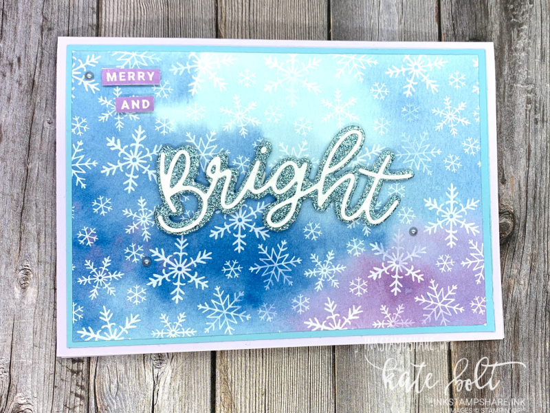 Merry And  Bright Christmas! card created using the Peace And Joy Bundle and  the Snowflake Splendor papers. This quick, easy card featured in my Coffee and  Cards Facebook live. You can see it in this post or on Youtube.