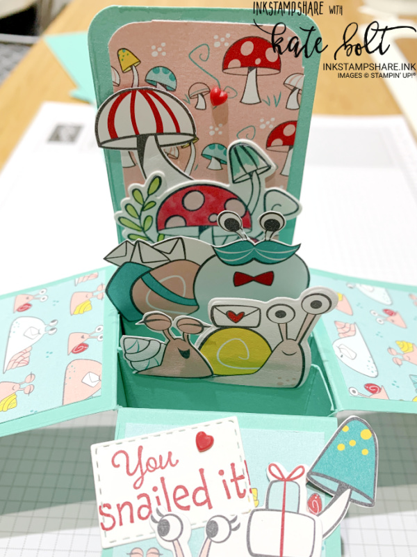 You Snailed It! Card in a box using the Snail Mail Suite Collection from the new Stampin Up catalogue with video tutorial.