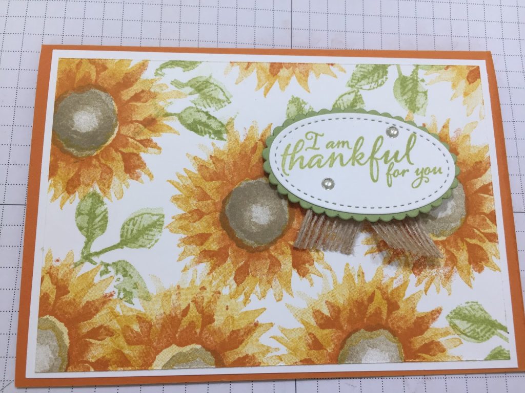 Thank you card using Sunflowers from Painted Harvest. Stampin Up.