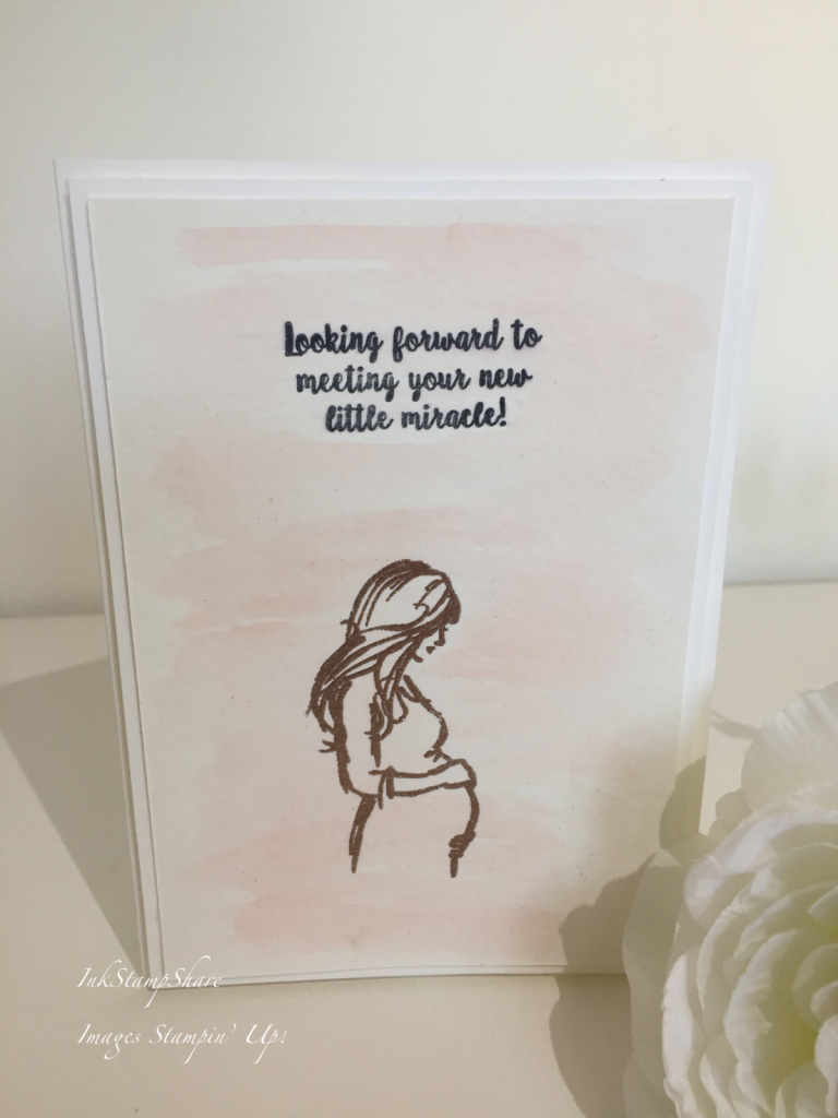 New Arrival Card. Wonderful Moments Stampin Up. pregnant lady stamp