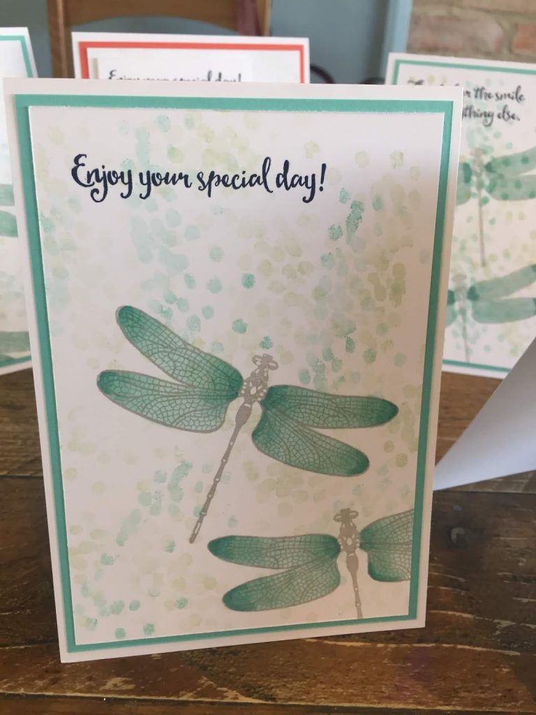 Cards made using Dragonfly Dreams stamps and Blends at Coffee and Cards. Stampin Up