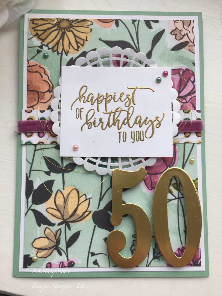 50th birthday card, Share What You Love, Stampin Up
