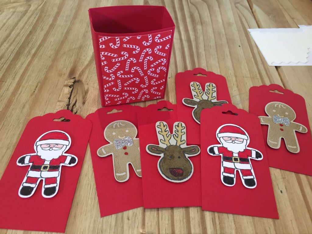 Christmas tags with scalloped Tag Topper Punch and Cookie Cutter Christmas