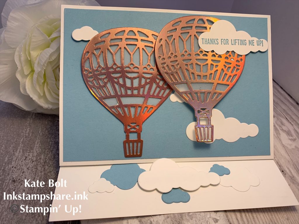 Hot air balloon thank you card, Stampin Up. Kylie's International Highlights