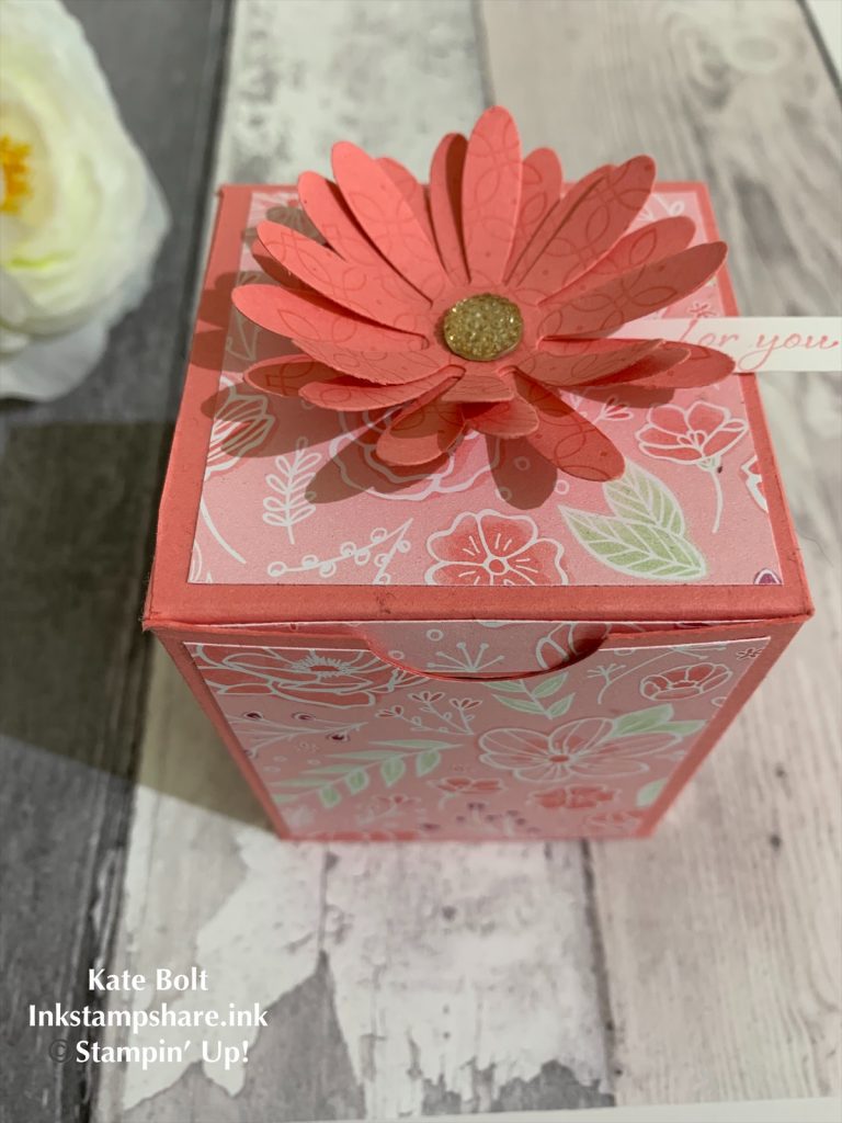 Pretty candle gift box, hand made in Pink with Daisy topper and You Tube Tutorial