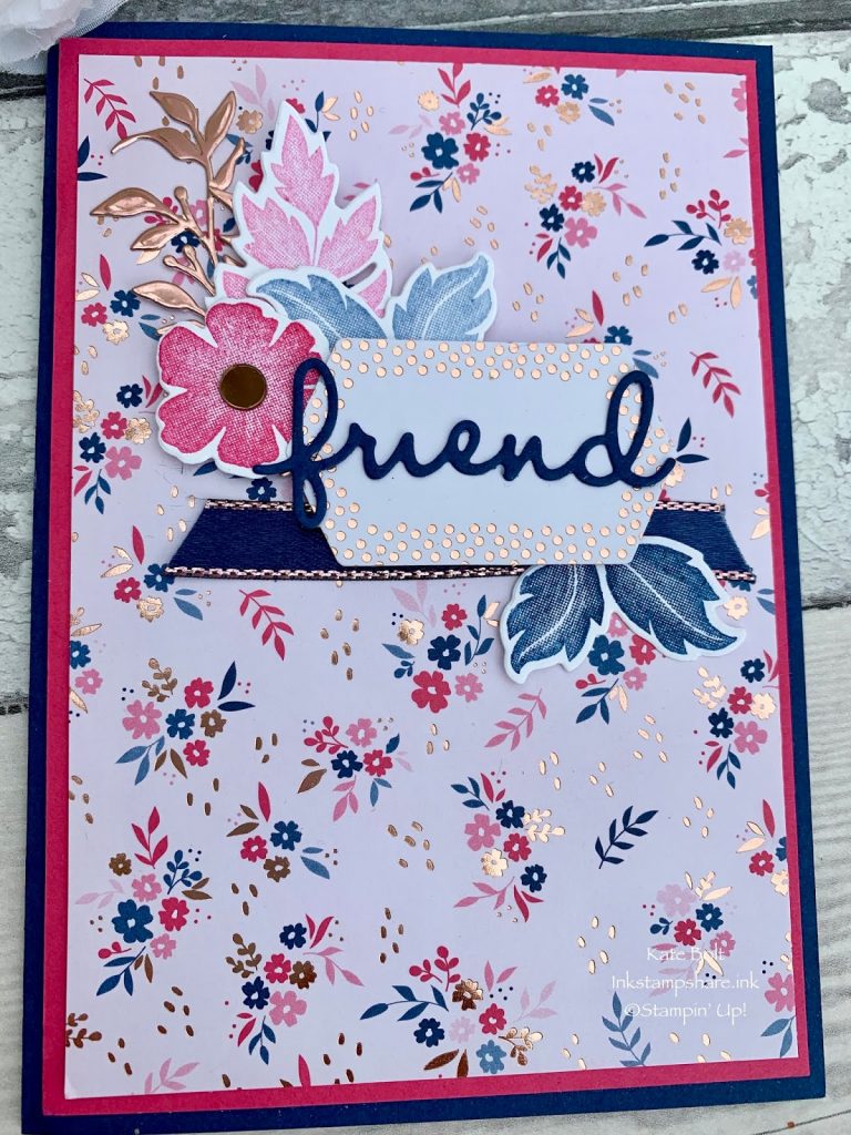 Thank you card for a friend using the Everything Is Rosy Medley form Stampin Up. Kate Bolt. Inkstampshare.ink