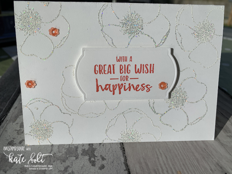 Painted Poppies & Shimmer Embossing for this birthday card. Teamed up with the Sending You Thoughts stamp set free with Saleabration