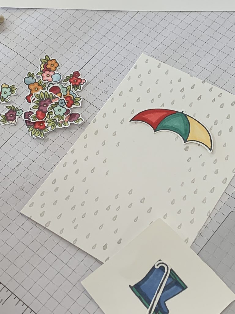 A little fussy cutting with the Under My Umbrella stamps at Coffee and  Cards