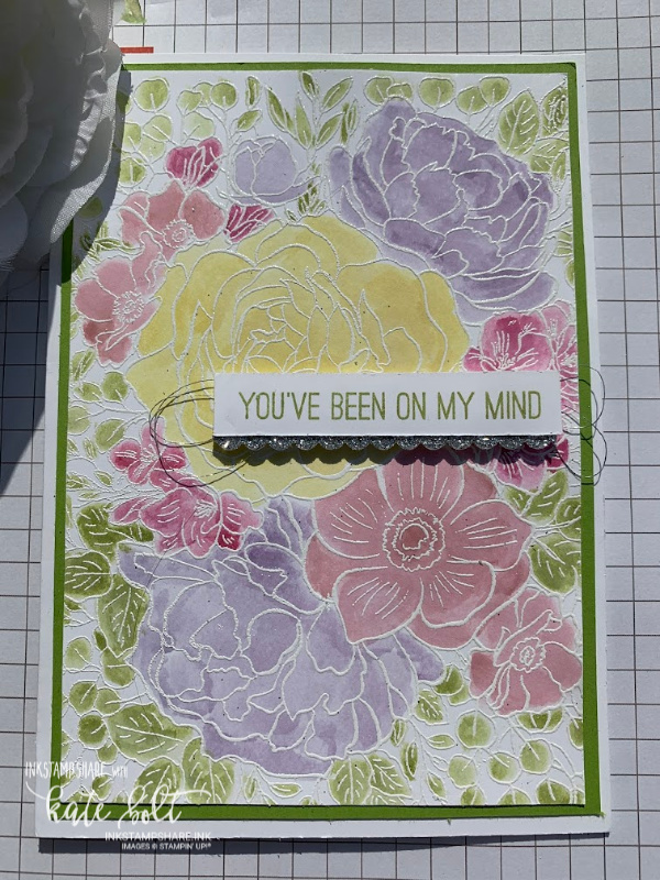 Breathtaking Bouquet Card using watercolouring.. Breathtaking Bouquet Background stamp.Heat embossed and  water coloured