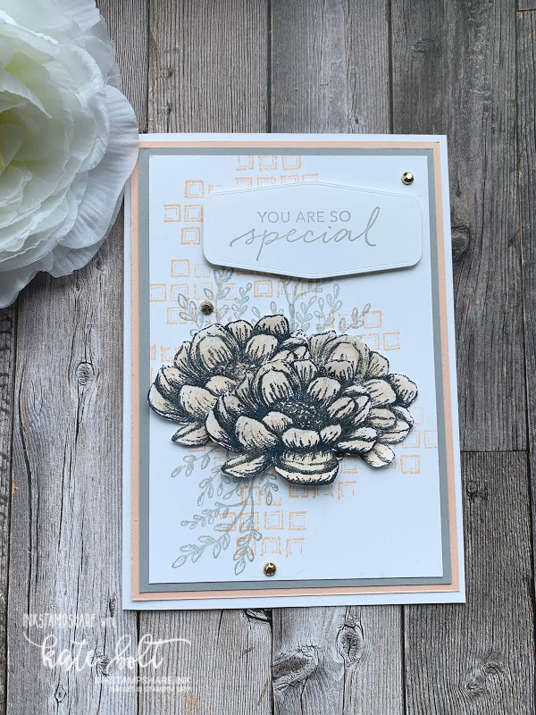 You are so special! Pretty, elegant card in Petal Pink and Smoky Slate using Tasteful Touches. 