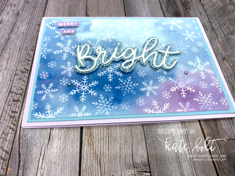 Merry And  Bright Christmas! card created using the Peace And Joy Bundle and  the Snowflake Splendor papers. This quick, easy card featured in my Coffee and  Cards Facebook live. You can see it in this post or on Youtube.