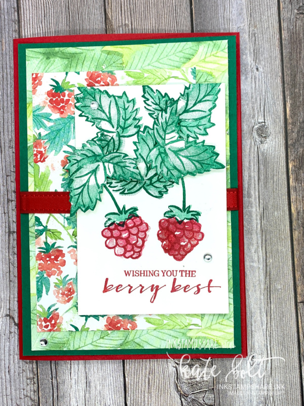 Berry Blessings birthday card, using the berry Blessings Bundle free from Saleabration. For Saleabration Sunday series on my YouTube channel