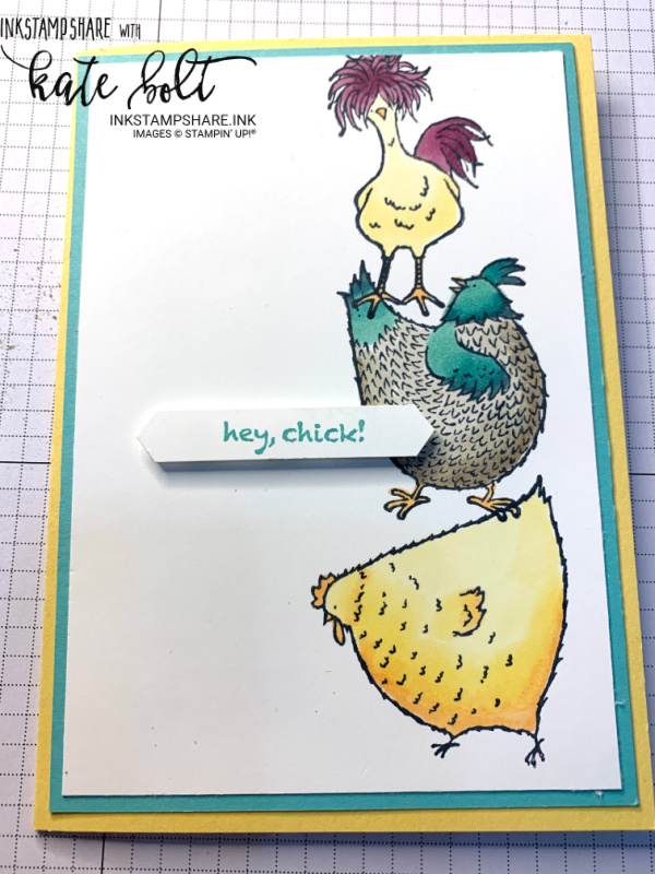 Card made using the Hey Chick stamps with fun chickens. Perfect for birthdays, easter and  fun cards.