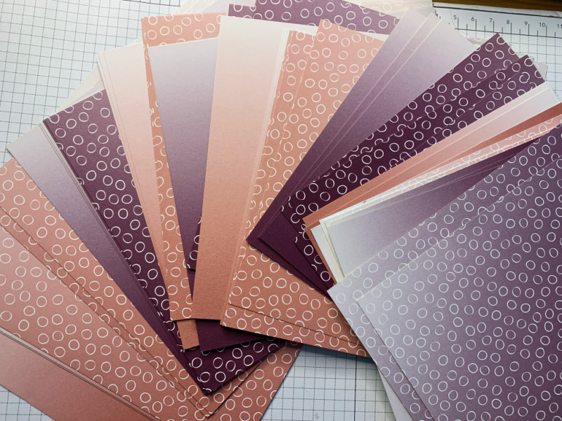 Oh So Ombre papers free from saleabration. Blackberry Bliss, Rococo Rose sides
