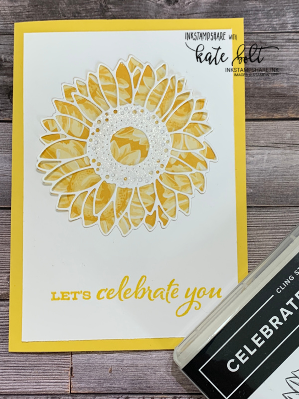 Patterned Backgrounds At Coffee & Cards. Sunflower card. Using patterned paper behind the intricate sunflower die cut to create a pop of colour in this pretty sunflower birthday card. Stampin Up!
