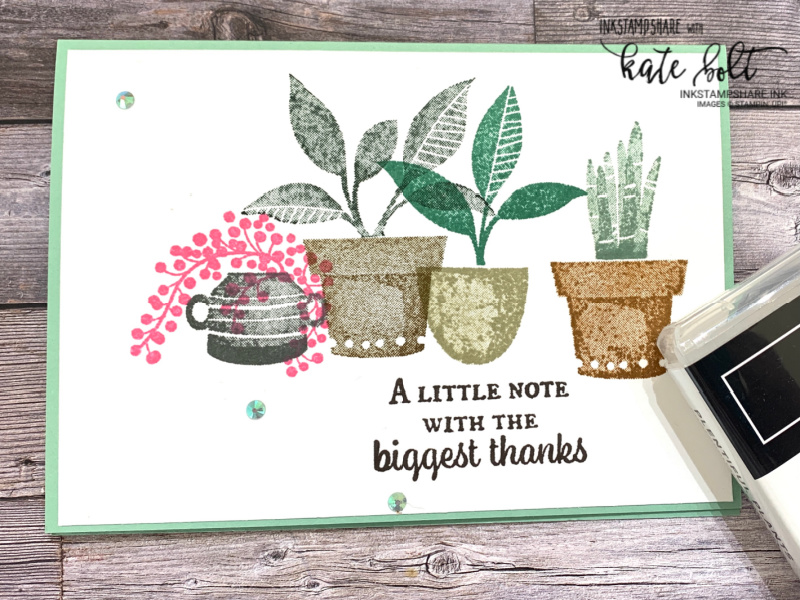 Simple stamping with the Perfect Plants stamps at Coffee & Cards. Dear friend card