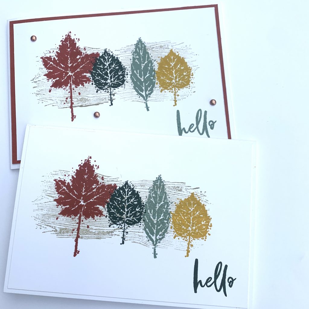 Stampin Up Gorgeous leaves stamp set for quick and  easy but beautiful cards. Leaf images in Autumnal colours. #simplestamping