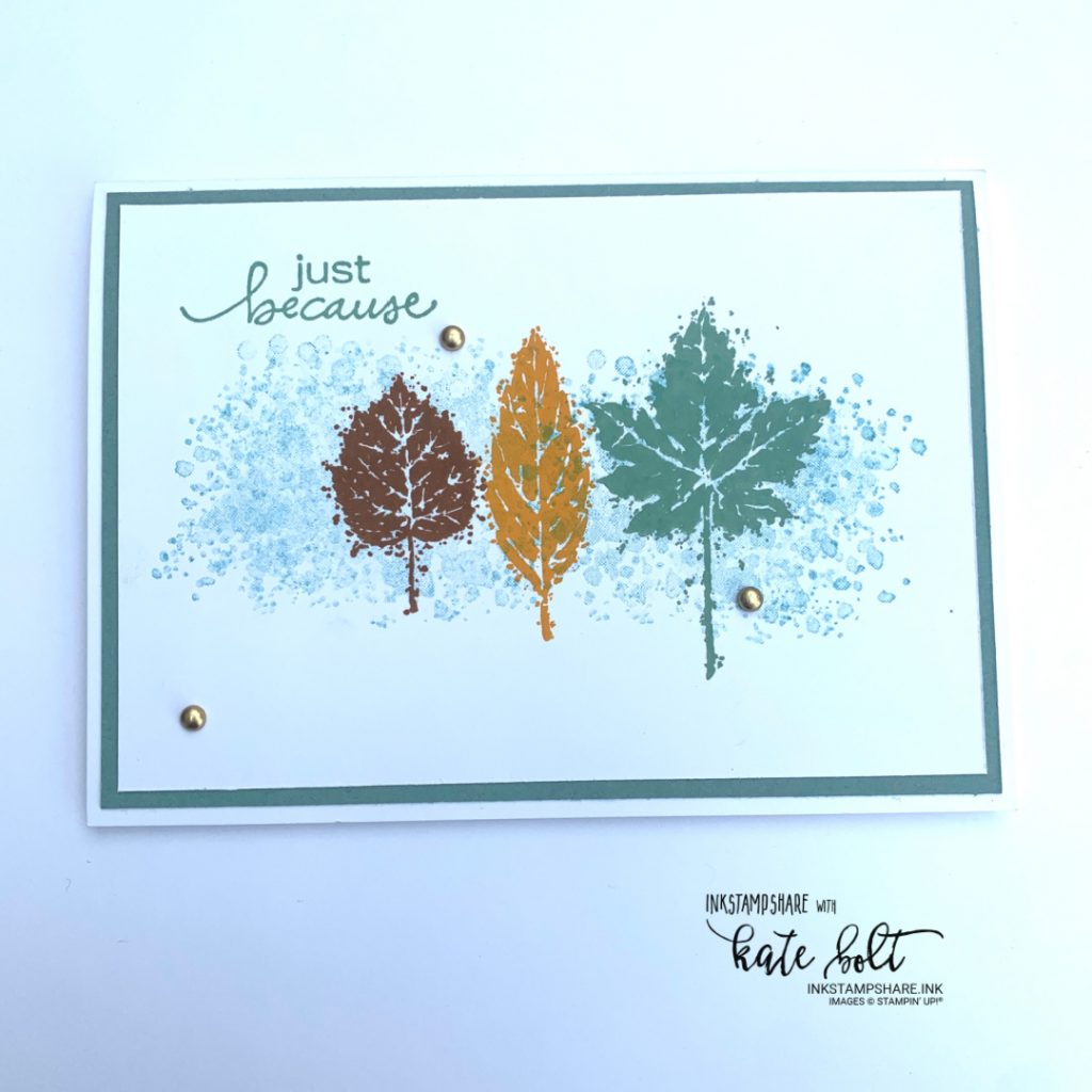 Stampin Up Gorgeous leaves stamp set for quick and  easy but beautiful cards. Leaf images in Autumnal colours. #simplestamping